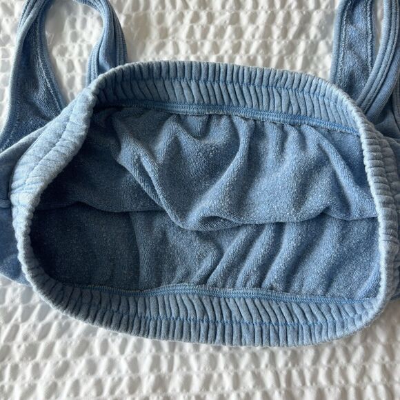 Colsie Womens Small Comfy Sweatshirt Material Blue Bralette Comfy Cozy Flaw - Picture 4 of 12